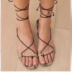 Brand New!! Reformation Alize Leather Lace-Up Sandals